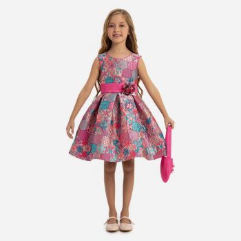 Robe de cérémonie à motifs fleuris + Sac à main - Multicolore - Pamina