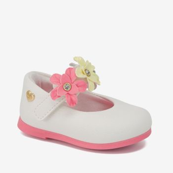 Ballerine à fleurs bébé fille - Blanc/Rose - KLIN