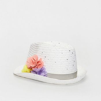 Chapeau d'été fille à fleurs - Blanc - Waikiki