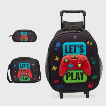 Ensemble Sac à dos trolley game école 34cm - Noir 
