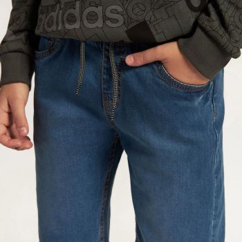 Bermuda jeans à corde noire et blanche - Bleu - Juniors