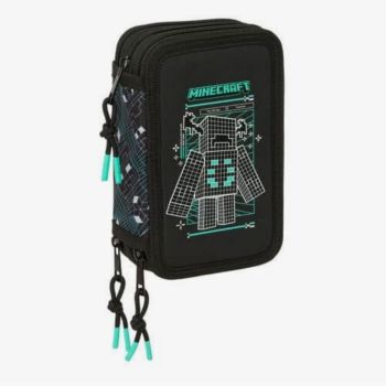 Trousse à crayons Minecraft 37 pièces - Noir/vert 