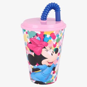 Gobelet Minnie mouse en plastique + pipette - Rose - Disney