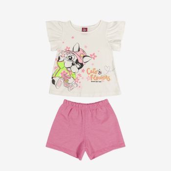 Ensemble T-shirt et short Bébé fille - Rose Fluor/Beige - Bee Loop