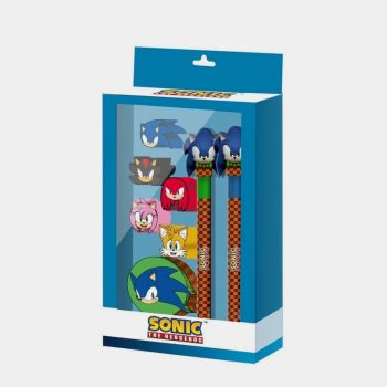 Coffret Sonic et friends(2crayons + 5 gommes) - Multicolore