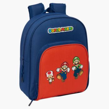 Sac à dos adaptable Super Mario 34 cm - Rouge/Bleu
