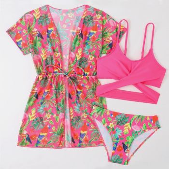 Ensemble maillot de bain 3 pces - Rose/Vert