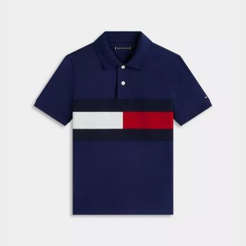 Polo pour garçon - Bleu/rouge - Tommy Hiliger