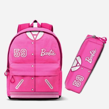 Ensemble sac école 59 + trousse Barbie 45cm - Rose