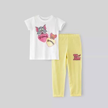 Pyjama Tom et Jerry pour fille - Blanc/Jaune 