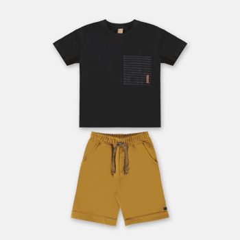 Ensemble T-shirt et bermuda - Marron/Noir - Up baby