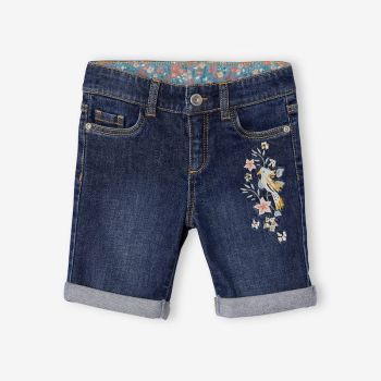 Bermuda Jeans fleuri - Vertbaudet