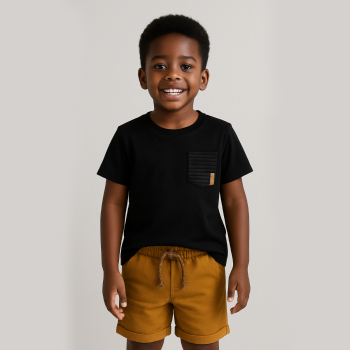 Ensemble T-shirt et bermuda - Marron/Noir - Up baby