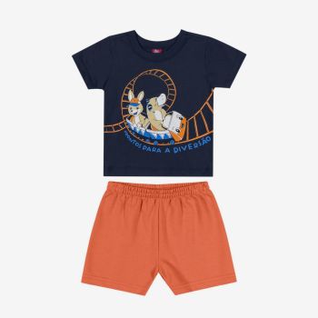 Ensemble T-Shirt et bermuda - Bleu/orange - Bee Loop