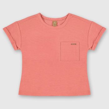 Tricot manches courtes pour fille - Rose pêche - Up baby