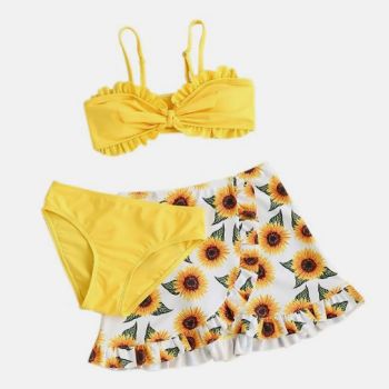 Maillot de bain tournesol 3 pces - Jaune  