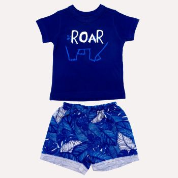 Ensemble T-Shirt roar et culotte pour bébé garçon - Bleu - Bee Loop
