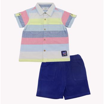 Ensemble culotte et chemise à rayures pour garçon - Multicolore - Liliy & Jack