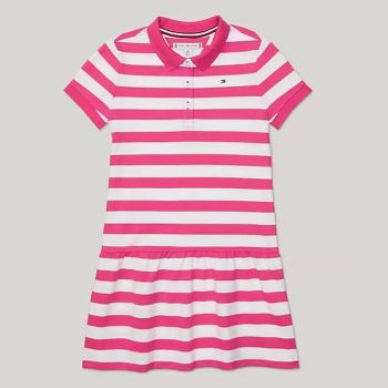 Robe à rayures fille - rose/blanc - Tommy Hilfiger