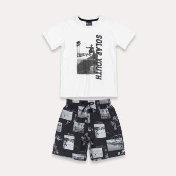 Ensemble culotte et T-shirt solar - Blanc/noir - Quimby