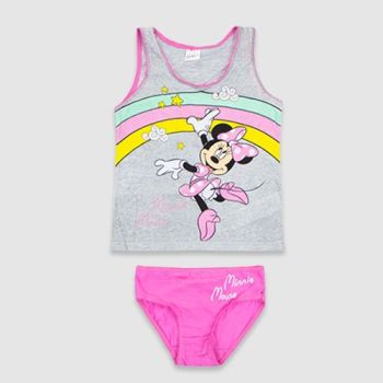 Ensemble sous-vêtements Minnie mouse à rayures - Rose et gris - Disney