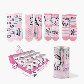 Tirelire Hello kitty avec 4 paires de chaussettes moyenne - Blanc/rose