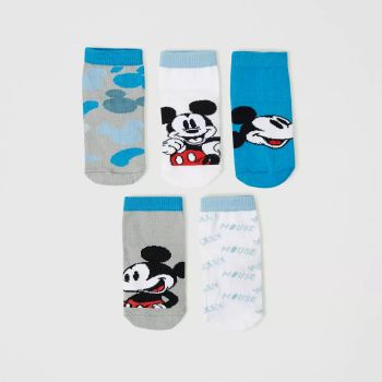 Lot de 05 paires de chaussettes Mickey - Bleu/Gris - Disney