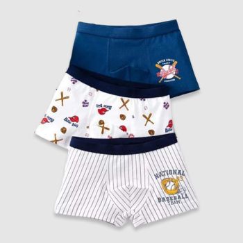 Lot de 3 Boxers Baseball pour garçon - Bleu/blanc