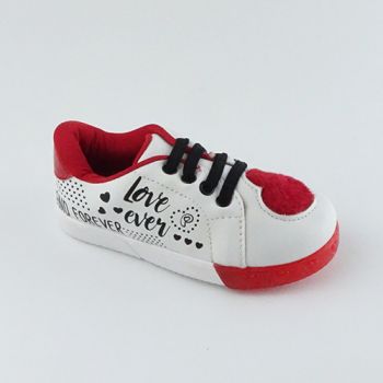 Sneaker fille à cœur - blanc/rouge - Pampili