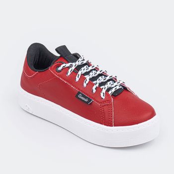 Sneakers fille à lacets blancs et noirs - rouge - Tweenie