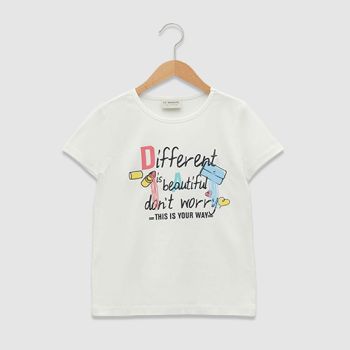T-Shirt different is beautiful pour fille - Beige - Waikiki