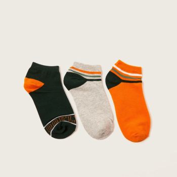 Lot de 3 paires de chaussettes - vert orange gris - Juniors