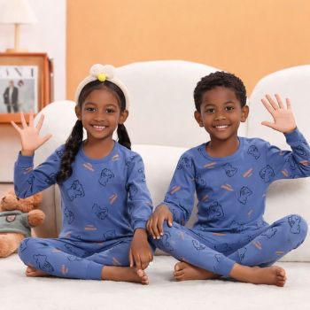 Pyjama mixte en coton - Bleu