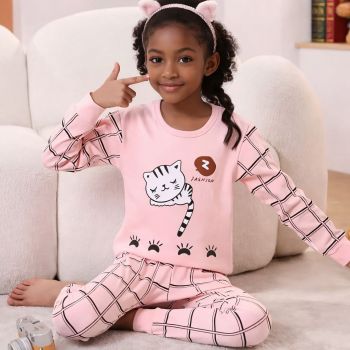 Pyjama fille en coton Fashion- Rose 