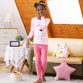 Pyjama en coton fille cute animal - Rose
