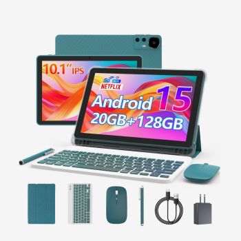 Tablette 10 " Android 15 + clavier + souris + stylet + fourreau - Bleu