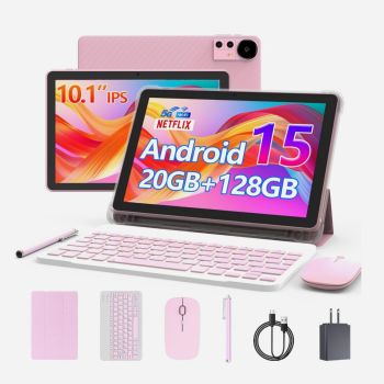 Tablette 10 " Android 15 + clavier + souris + stylet + fourreau - Rose 
