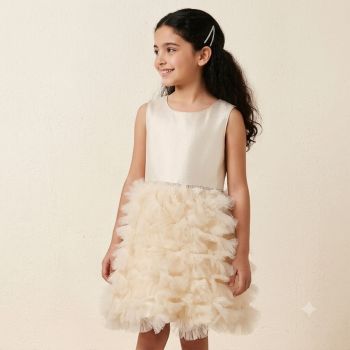 Robe tulle à volants superposés - Beige - Juniors 