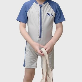 Maillot de bain HELLO + bonnet - Gris/bleu