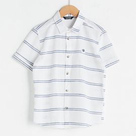 Chemise manches courtes à rayures doubles - Blanc - Waikiki