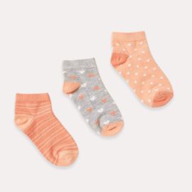 Lot de 3 paires de chaussettes garçon rayures et pois - Orange/gris 